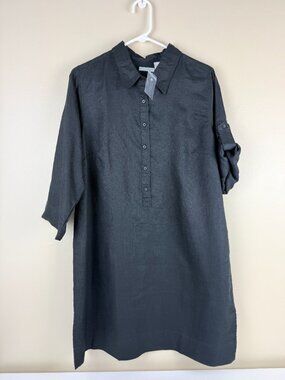 NWOT New 100% Linen Button Front Shirt Dress Tunic